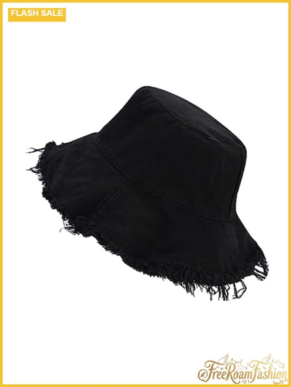 Frayed Washed Cotton Bucket Hat Unisex Wide Brim Outdoor Beach Boonie Cap